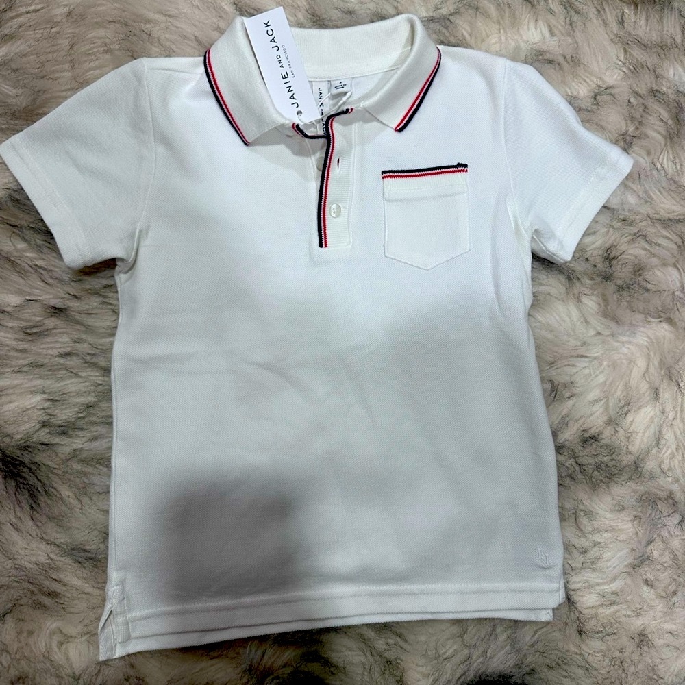 JANIE & JACK Classic White Polo Shirt Size 4T